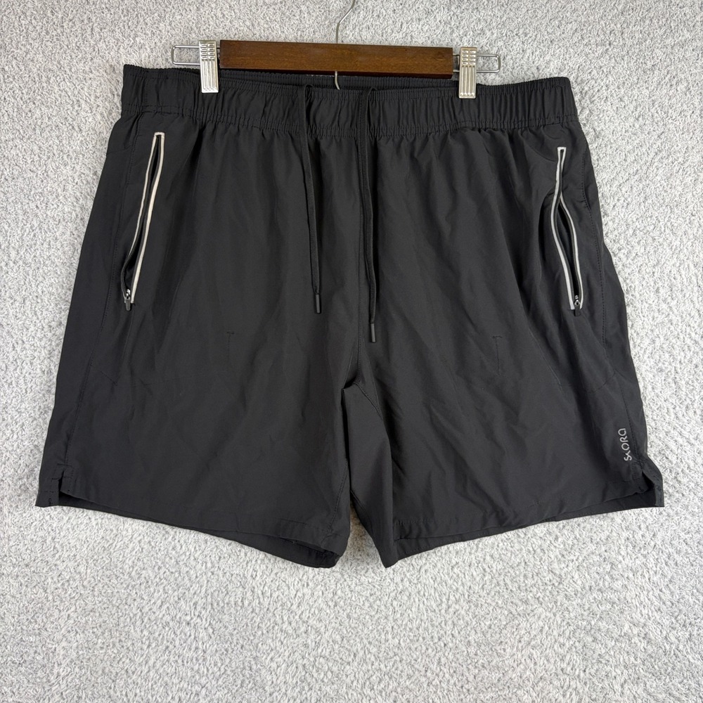 Skora Shorts Mens XL Black Qwick Dry Running Zipper Pockets Athletic Performance